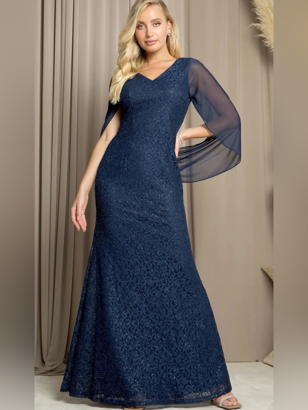 NWOT — Sequined Lace A-Line Sleeveless Maxi Dress